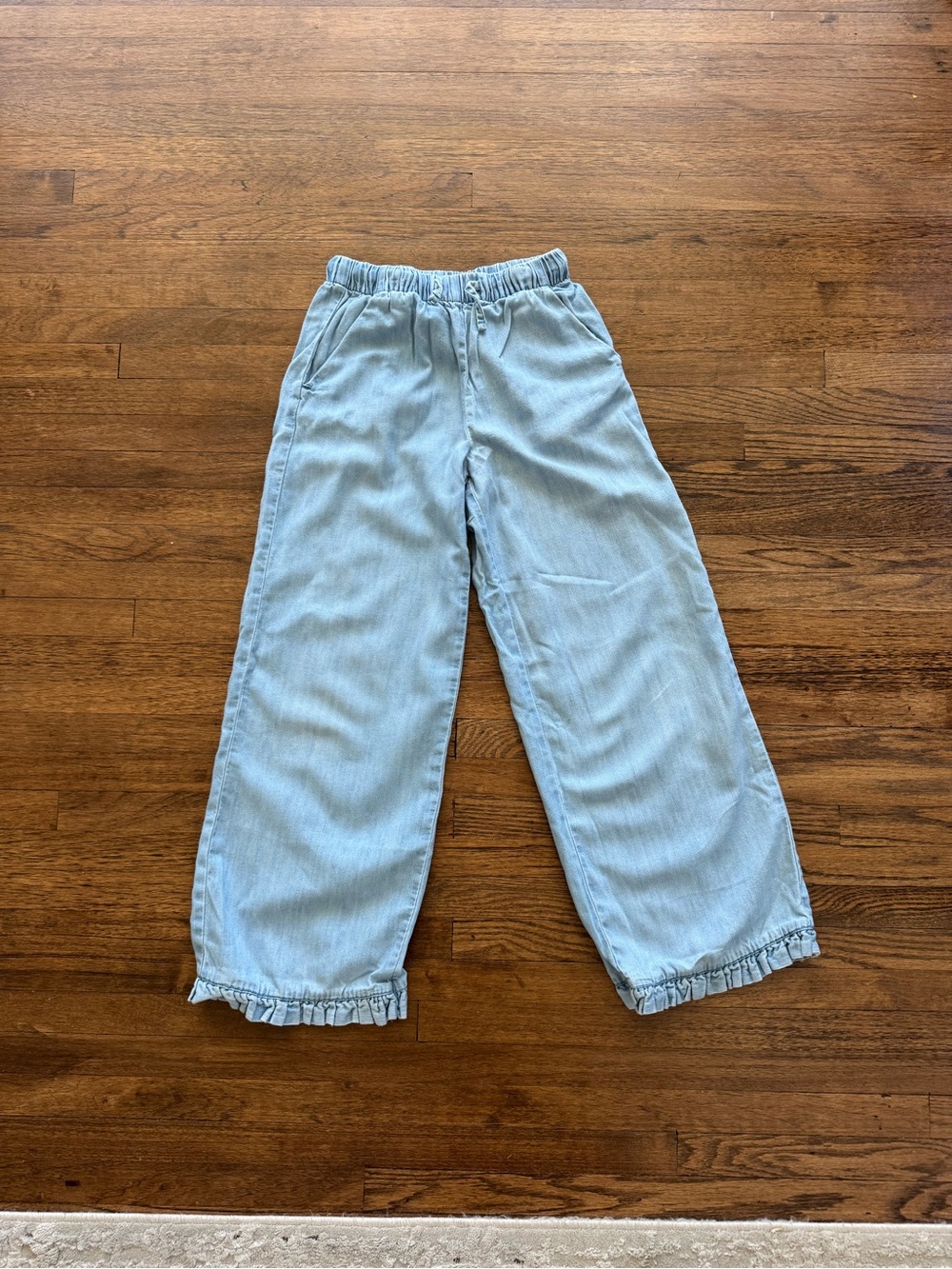 H&M Light Blue Girls' Wide-Leg Ruffle Hem Jeans